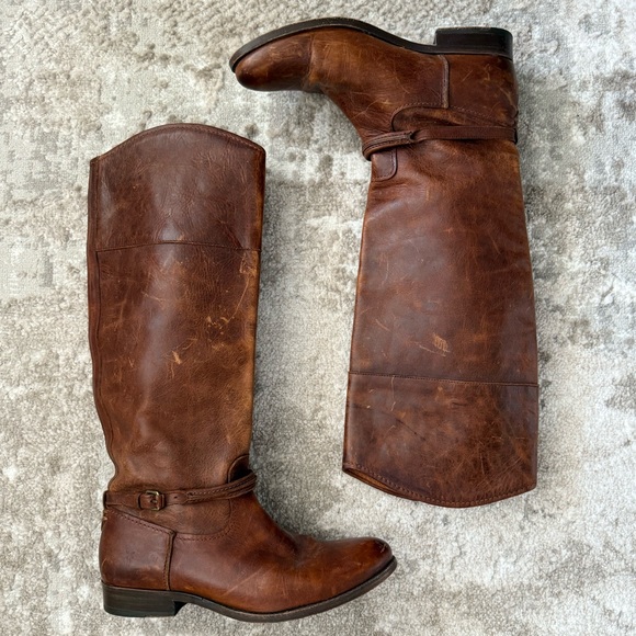 Frye Tan Leather Tall Boots - Picture 1 of 7